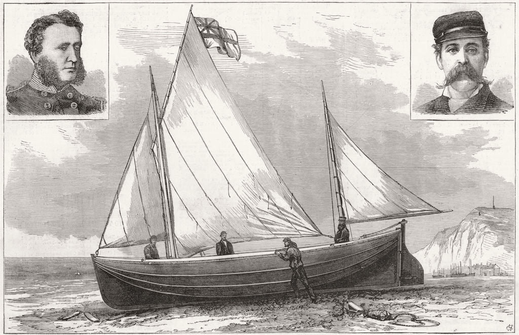 BAY OF BISCAY. Berthon-boat, which made rough voyage 1882 old antique print